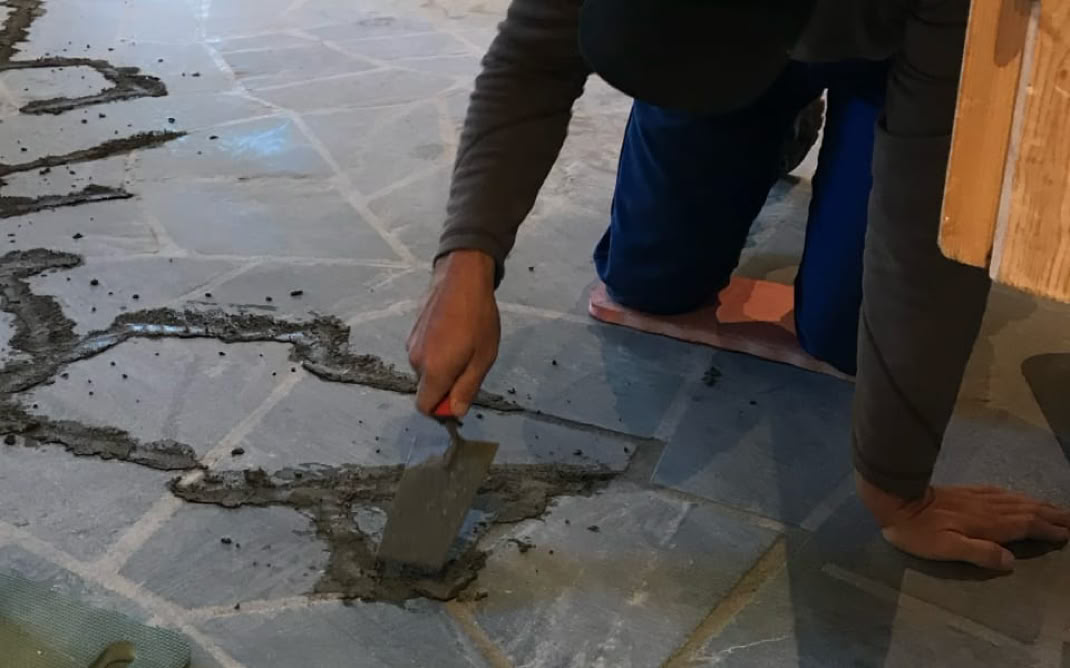 Rénovation hall en Ardoise verte